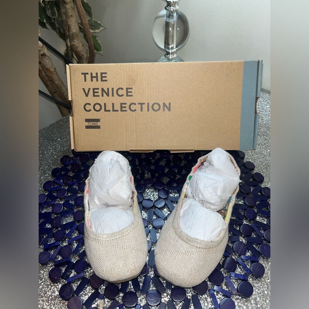 Toms Youth Classic Beige glittered slip-ons Youth 13.5.